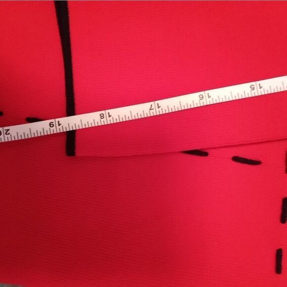 NWT FINITY M Red/Black Striped Cardigan One Button Long Sleeve Knit Open - Picture 8 of 11